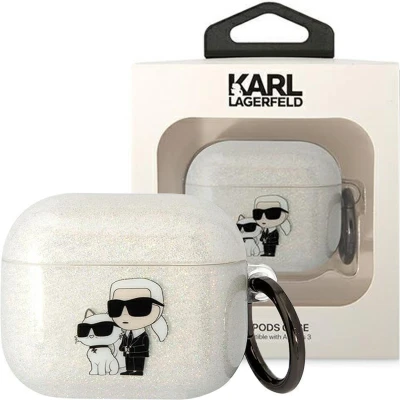 Afbeelding van Karl Lagerfeld KLA3HNKCTGT hoesje voor AirPods 3 cover transparant Glitter Karl&amp;Choupette