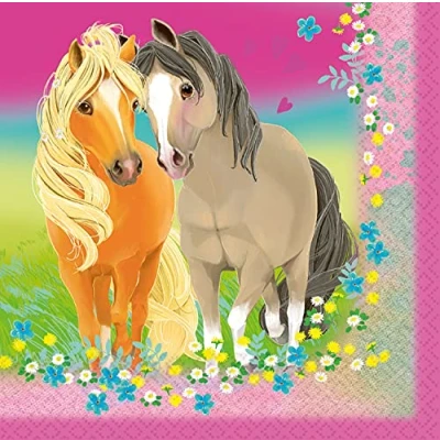 Image de Serviettes jolie poney 33x33cm 20 morceaux