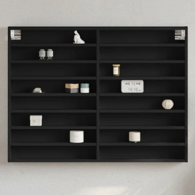 Afbeelding van Vitrinekast 100x8,5x75 cm bewerkt hout zwart