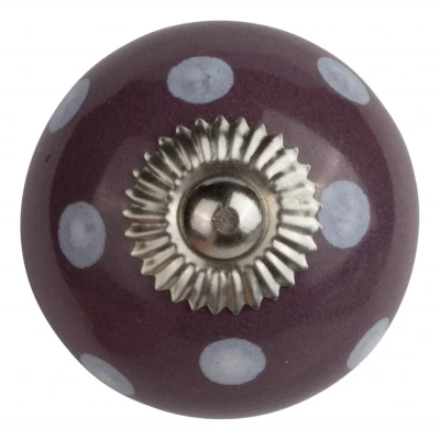 Afbeelding van Good in Style Meubelknop 40mm paars met witte stippels