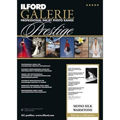 Image de Ilford Galerie Mono Silk Warmtone Papier Photographique, 100 Feuilles, 13 X 18 Cm, Couleur Noir