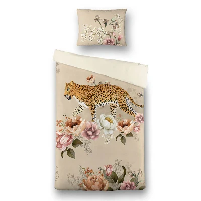Afbeelding van Dekbedovertrek Tiger Garden Lits jumeaux (240x200/220 cm) Katoen Dieren, Natuur Beige Fresh &amp; Co Ga naar Dekbed Discounter.nl