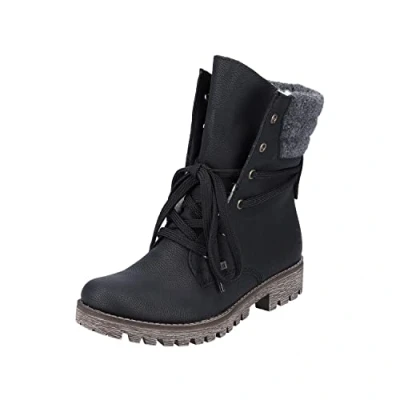 Afbeelding van Rieker 78531, enkellaarsjes voor dames, antraciet zwart 00