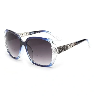 Afbeelding van JM Bifocale leeszonnebril, oversized zonnebrillenglazen voor dames UV outdoor, lichtblauw