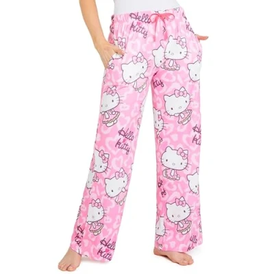 Afbeelding van Hello Kitty Pyjamabroek voor dames met elastische tailleband, nachtkleding dames, Roze