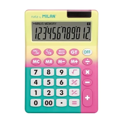 Afbeelding van Sunset rekenmachine, 12 cijfers, geel roze MILAN®