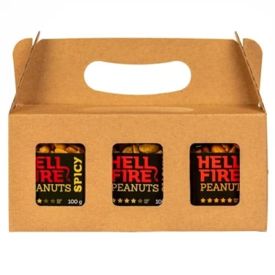 Afbeelding van I LOVE SPICY Hellfire Peanuts Coffret Cadeau 3 x 100 g Arachides Épicées Habanero, Trinidad Scorpion &amp; Carolina Reaper Idée Piquant 5/5