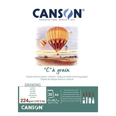 Afbeelding van Canson tekenpapier blok C U grain A4 224 g sqm