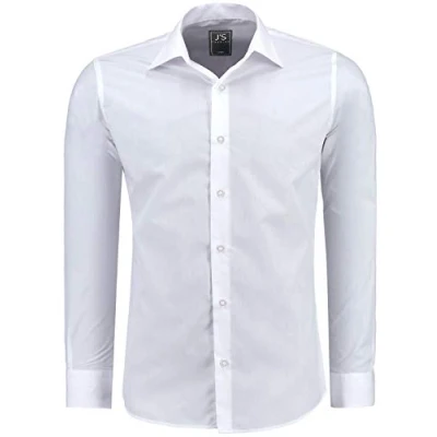 Afbeelding van J&#039;S FASHION Herenhemd slim fit lange mouwen gemakkelijk te strijken Europese maten: S tot 6XL, Wit.