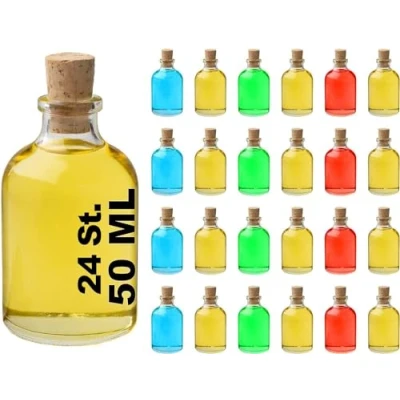 Afbeelding van casavetro Miniatuurflessen van glas met sluiting 25, 50, 100 cc, glas, 24 x 50 ml, stuks