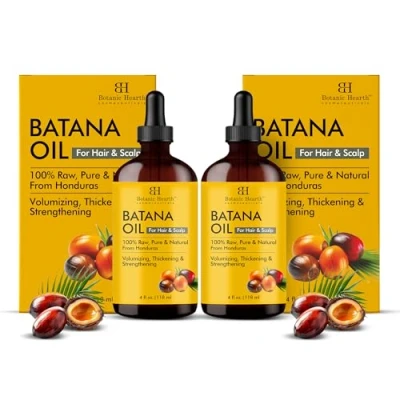 Image de Botanic Hearth Huile de batana brute pour la croissance des cheveux (118 ml, lot 2) 100 % pure et non raffinée du Honduras Favorise plus épais forts