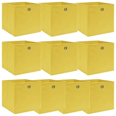 Afbeelding van Opbergboxen 10 st 32x32x32 cm stof geel