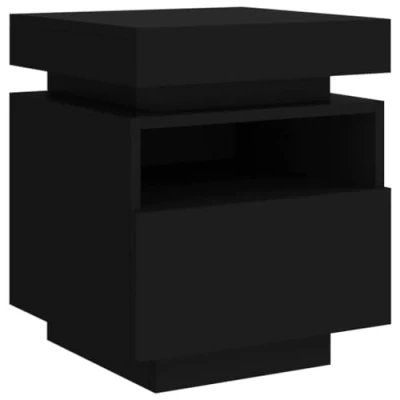 Image de vidaXL Armoire de chevet avec lumières LED noir 40x39x48,5 cm836786