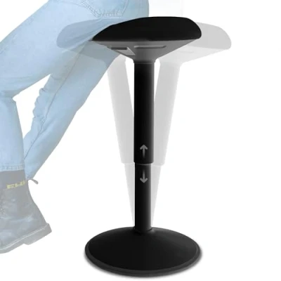 Afbeelding van Backerz® Wiebelkruk Zwart Hoogte 55 80cm Balanskruk Zit sta kruk Ergonomische bureaustoel zadelkruk