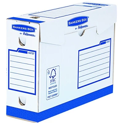 Afbeelding van Fellowes 4472702 Bankers Box Heavy Duty zware archiefdozen A4 formaat 10 cm rug handmatige montage, wit/blauw (20 stuks)