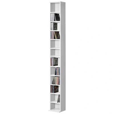 Image de [en.casa] Tour CD Étagère / DVD Rangement Stockage 12 Surfaces de 175 x 20 cm MDF Mélaminé Blanc