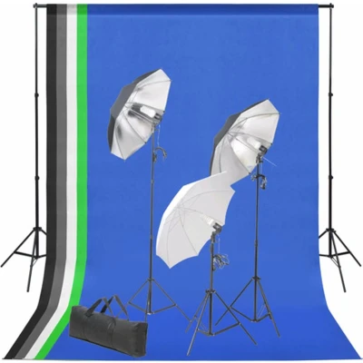 Afbeelding van vidaXL Fotostudioset met achtergrond en verlichtingsset