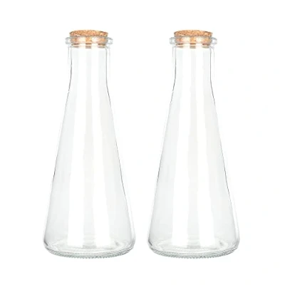 Afbeelding van Magic Season Decoratieve glazen flessen met kurksluiting (350 ml conische flessen/2 stuks)