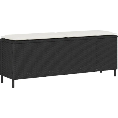 Afbeelding van Tuinbank met kussen 110x30x40,5 cm poly rattan zwart