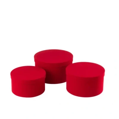 Afbeelding van J line Doos Rond Plat Fluweel M Rood Papier