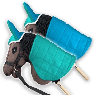 Afbeelding van SKIPPI Omkeerbare deken en vliegenmuts voor vrijetijdspaarden, munt blauw, paardenaccessoires