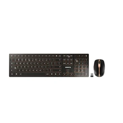 Image de CHERRY DW 9100 SLIM Ensemble clavier et souris sans fil 2.4 GHz, Bluetooth 4.2 QWERTY US avec le symbole de l&#039;euro commutateur : SX noir/bronze