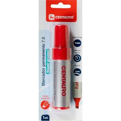 Afbeelding van Centauro Rode permanente marker, afgeschuinde punt 7 mm, sneldrogend, super dik, inkt op oliebasis, geschikt voor alle soorten oppervlakken