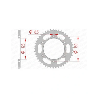 Image de Couronne AFAM 45 dents acier standard pas 520 type 71304