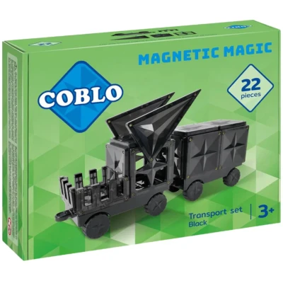 Afbeelding van Coblo Black 22 stuks inclusief 2 Auto onderstellen Magnetisch speelgoed Montessori Magnetische Bouwstenen tegels STEM Cadeau kind 3 jaar t/m 12 bouwblokken
