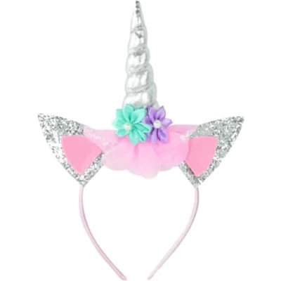 Afbeelding van *** Zilver Eenhoorn Diadeem voor Kinderen met Oren en Hoorn van Heble®