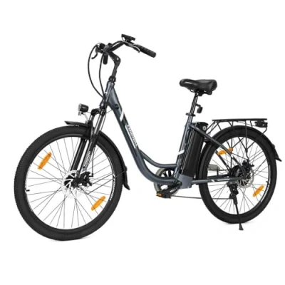 Afbeelding van Touroll B1 Elektrische stadsfiets, afneembare accu, 26 inch e bike voorwielophanging, accu 15/20/25 km/u, maximale belasting 120 kg