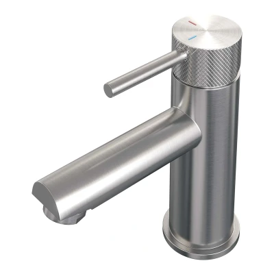 Afbeelding van Brauer Brushed carving Wastafelmengkraan opbouw laag model a PVD geborsteld RVS