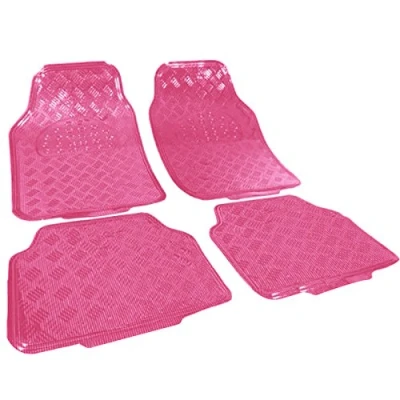 Afbeelding van WOLTU AM7160 Universele vloermat voor auto, autotapijt met aluminium look, roze