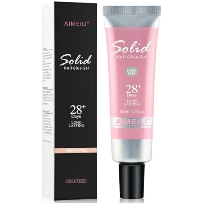 Afbeelding van AIMEILI Solid Nail Glue gel 30 ml, 3 in 1 lijm vaste voor nagels tips extra sterke solide nagelgel het drukken op en zachte nageltips