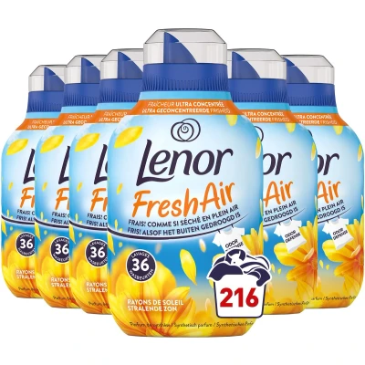 Afbeelding van Lenor Fresh Air Wasverzachter Stralende zon 6 x 36 Wasbeurten