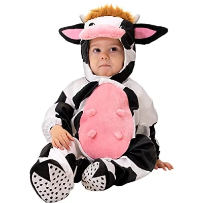Afbeelding van FUNIDELIA Koe Kostuum Onesie voor baby Maat: 81 92 cm Wit