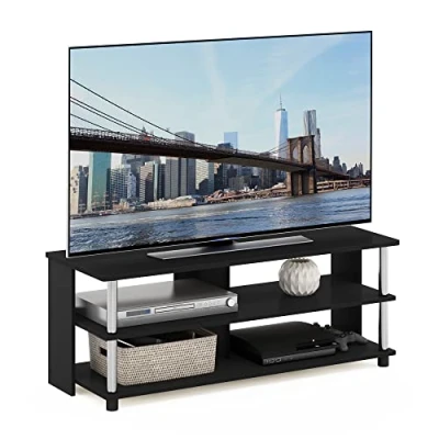Afbeelding van Furinno Houder met 3 niveaus voor tv tot 48 inch, bewerkt hout, roestvrij staal/Amerikaans, 39,4 (D) x 104,4 (B) 40,1 (H) cm