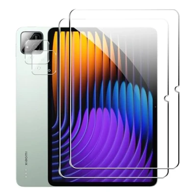 Afbeelding van Rojeuinn gehard glas voor Xiaomi Pad 7/7 Pro Beschermfolie, 2 stuks + achtercamera&#039;s, zonder luchtbellen, anti splinter, hardheid 9H