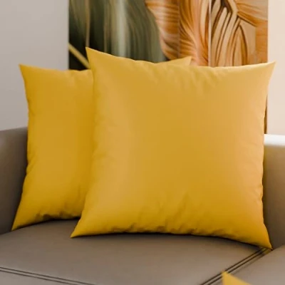 Afbeelding van PETTI Artigiani Italiani 1 paar kussenslopen 60 x cm, microvezel, slaapkamerbekleding, bank, 2 kussenslopen, kussensloop effen geel, 100