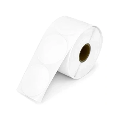 Afbeelding van QWORK® 50 mm ronde zelfklevende etiketten voor thermische printers, knutsellogo, QR code, naametiket, inventaris (750 etiketten, wit)