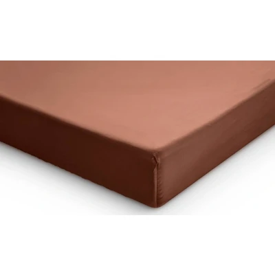 Afbeelding van Hoeslaken Satijn Topper Primaviera Deluxe Effen Kleur: Bruin, 90 x 200 cm Geschikt Voor Matrassen Tot 15 Hoog Ga naar Dekbed Discounter.nl