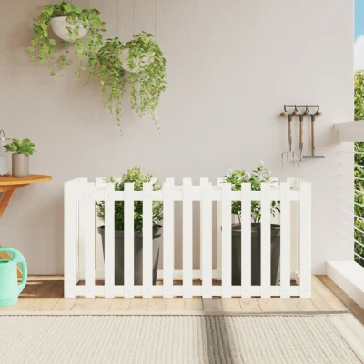 Afbeelding van Plantenbak verhoogd hekontwerp 150x50x70 cm grenenhout wit