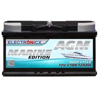 Afbeelding van AGM Accu 120 Ah Electronicx Marine Edition Boot Schip Voedingsbatterij 12 V Batterij Diepe Auto Zonne energie