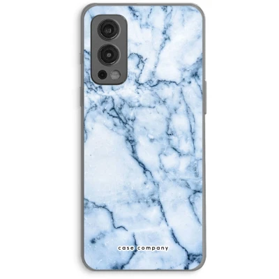 Afbeelding van Case Company® hoesje geschikt voor OnePlus Nord 2 5G Blauw marmer Soft Cover Telefoonhoesje Bescherming aan alle Kanten en Schermrand