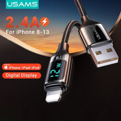 Afbeelding van Usams US SJ543 digitale oplader &amp; data kabel 1.2m 480 Mbps