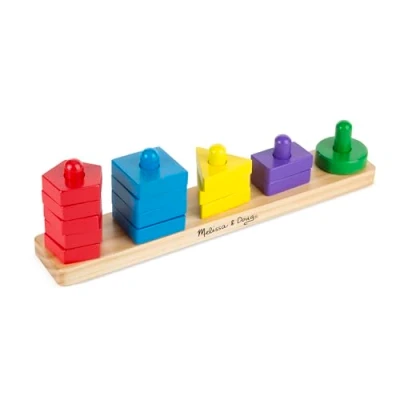 Afbeelding van Melissa &amp; Doug Stapel en sorteerplank houten speelgoed bezettingsbord bouwstenen educatief voor kinderen vanaf 3 jaar ontwikkelingsspeelgoed motoriek
