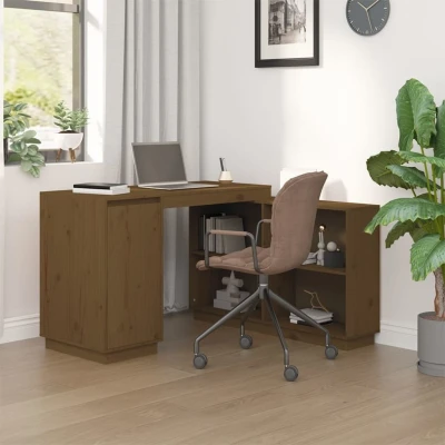 Afbeelding van Bureau 110x50x75 cm massief grenenhout honingbruin