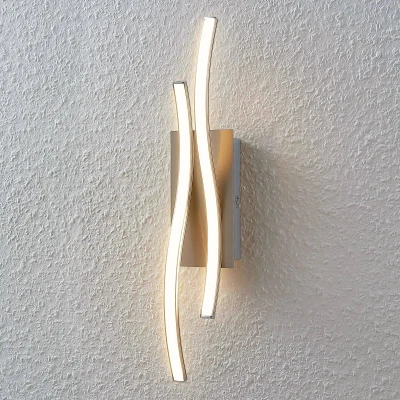 Afbeelding van Lindby LED wandlamp 1licht aluminium, metaal, kunststof H: 45 cm mat nikkel, wit Inclusief lichtbron