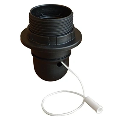Afbeelding van Tibelec 823020 Halve schroefdraadfitting met trekschakelaar + ring E27 zwart