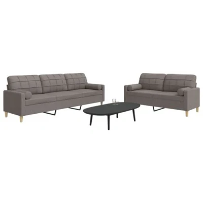 Afbeelding van vidaXL 2 delige Loungeset met sierkussens stof taupe